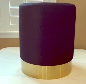 NIB Black quilted velvet & Gold glamour stool - Picture 1 of 1