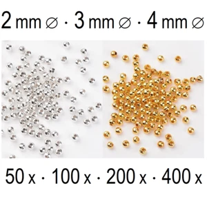 Metall Kugeln Ø 2, 3, 4 mm Zwischenteile Stopper rund Spacer silber gold Perlen - Bild 1 von 3
