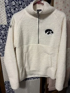 Iowa Hawkeyes Logo Quarter 1/4 Zip Pullover Sherpa White NWT Size Large - Picture 1 of 8