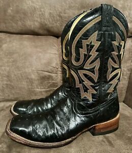 Men’s Rod Patrick RPM121 BLACK FULL QUILL OSTRICH Boot Size 12 AA