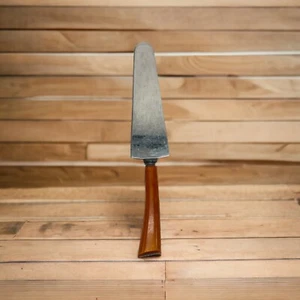 VTG Burns Mfg Co Spatula Pie Cake Knife Butterscotch Bakelite Handle Syracuse NY - Picture 1 of 5