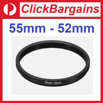 FOTOWORX 55mm to 52mm Step Down Metal Lens Filter Adapter Ring Stepping 55-52 mm - image 1 of 3