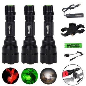 Gun 10000LM Red Green Flashlight Hunting Air Rifle Torch Lights Scope Mount Lamp
