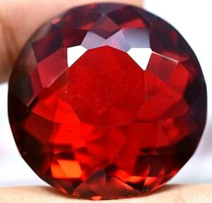 EXTREMELY FLAWLESS 74.75 Ct Splendid Red Topaz GGL Certified Round Shape Gem