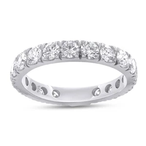 1.90Ct Round Cut Lab Grown Diamond Eternity Band Ring 14K White Gold Plated - Picture 1 of 14
