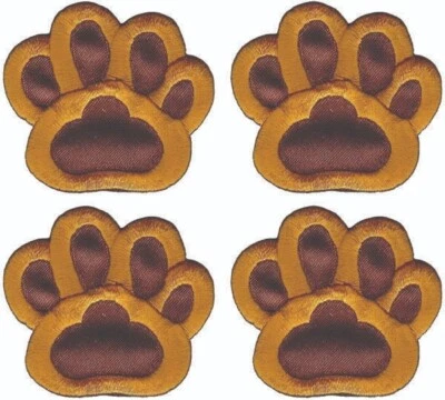 Brown Gold Dog Paw Patch Cut out Iron on Sew on (2" in) Lot of 4 - Image 1 of 2