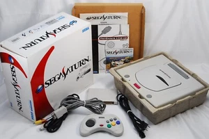 Sega Saturn Console White HST-3220 Boxed Controller Matching Serial Japan Tested - Picture 1 of 24