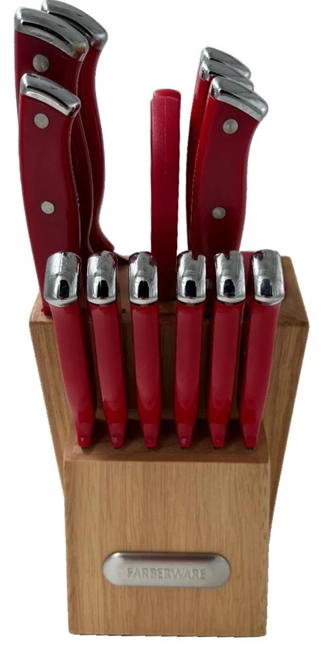 **Juego de bloques de cuchillos triple remachado Farberware Edgekeeper de 14 piezas con afilador incorporado Foto 1 de 4