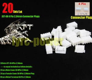 20Sets/Lot JST XH 4Pin 2.54mm Connector Plugs For Drone 11.1V 3S Battery Charger - Picture 1 of 3