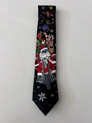 Noel праздник коллекции галстук новинка черный белый красный Санта мотоцикла новый в коробке t3173 - Изображение 1 из 4