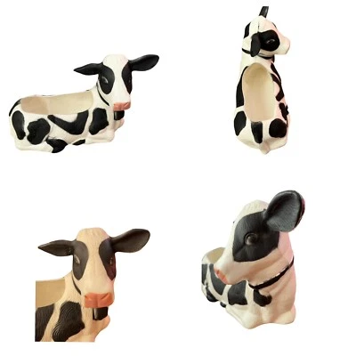 Molde soplado jardinera de vacas vintage 2003 negro blanco TPI Canadá 16" X 13" Foto 1 de 4