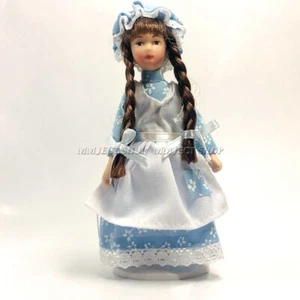 Maßstab 1:12 Puppenhaus Miniatur Zubehör viktorianische Keramik Puppe Mädchen blaues Kleid - Bild 1 von 14