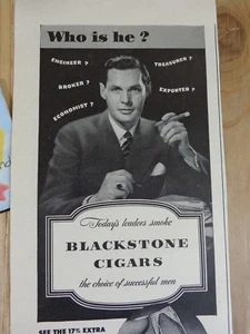 Blackstone Cigars Magazine Ad Print 1943 WWII The Choice of Successful Men - Picture 1 of 3