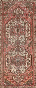 Geometric Bakhtiari Vintage Runner Rug Wool Hand-made Hallway Carpet 3x10 - Picture 1 of 23