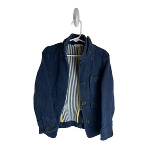 Lands' End Kids Blue Cotton Herringbone Military Style Utility Jacket 6 - Picture 1 of 5