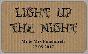 Personalised Wedding Sparkler Favour Stickers Brown Light up the Night Labels - Picture 1 of 1