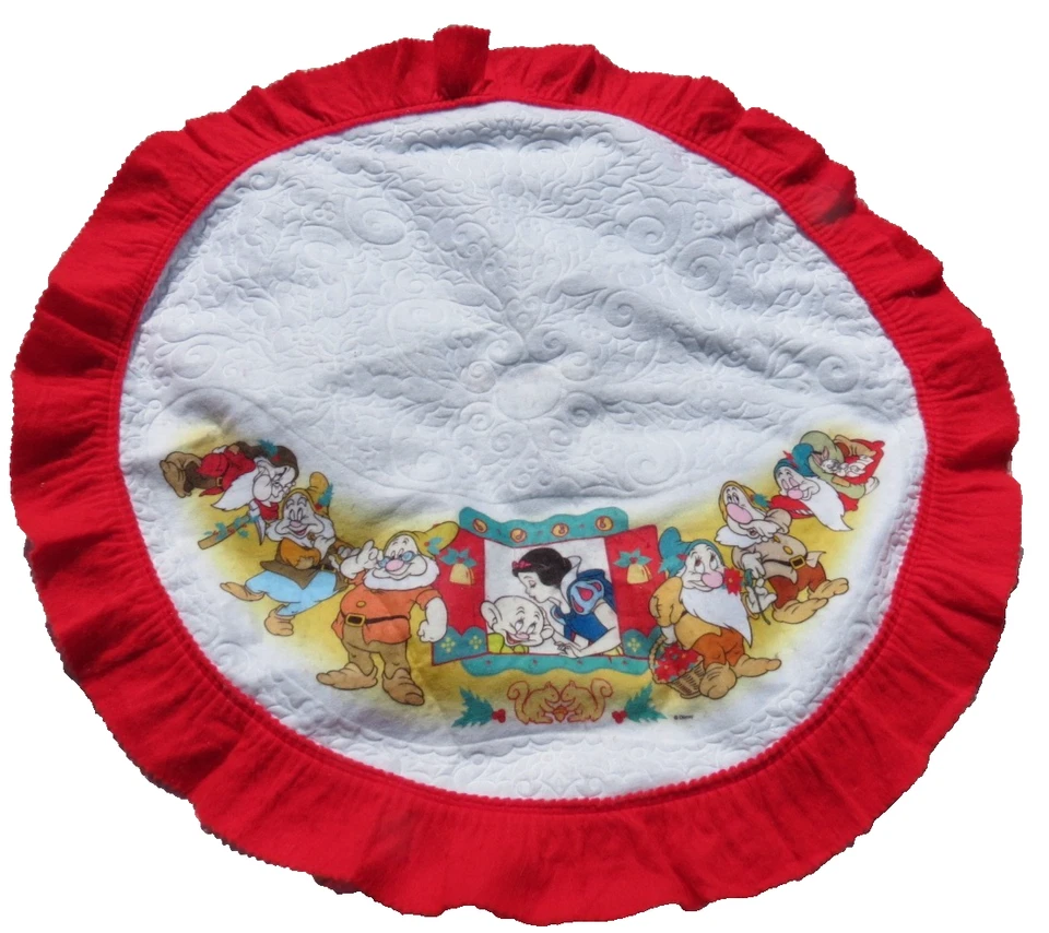 Vintage Felt Disney Snow White & Dwarfs Woodland Creatures Christmas Tree Skirt - Image 1 of 4