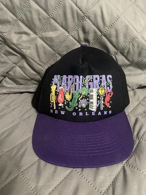 Mardi Gras New Orleans Vintage 1980s-90’s Trucker Hat Snapback Purple Cap - Image 1 of 2