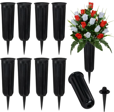 Cemetery Vases Memorial Flower Vase Plastic Flower Holders w/ Spikes for Flowers - Image 1 of 4