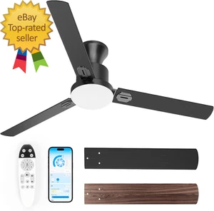 Ceiling Fans with Lights  42 Inch Flush Mount Ceiling Fan with Light and Remote - Picture 1 of 2