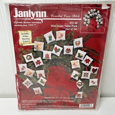 Janlynn Mini Super Value Pack de 24 Adornos de Navidad Punto de Cruz Kit 21-46 Foto 1 de 4