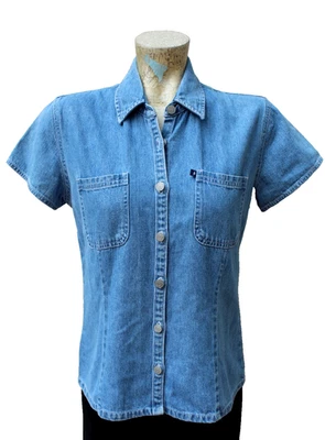 Camisa vaquera vintage de manga corta con botones Mountain Lake para mujer talla M Foto 1 de 2