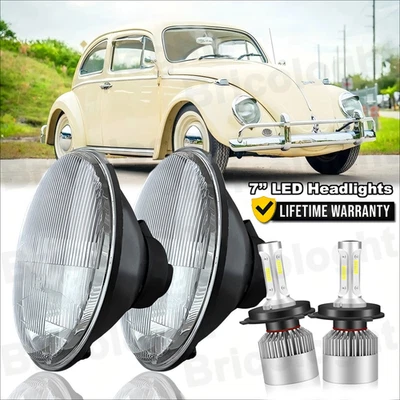 Для 1950-1979 VW Beetle пара 7 дюймов круглый светодиодный фары дальнего/низкого света Halo DRL A + - Изображение 1 из 4