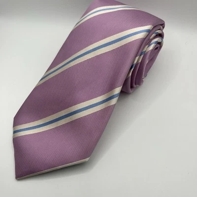 Corbata Charles Tyrwhitt Seda Rosa Blanco Rayas Cuello Longitud Foto 1 de 4