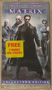 The Matrix VHS 1999 T- Shirt On-Pack Collectors Edition SEALED Keanu Reeves - Picture 1 of 6