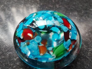 Murano Vintage Glass Paperweight, Cushion Shaped, Scattered Canes (no sticker) - Picture 1 of 22