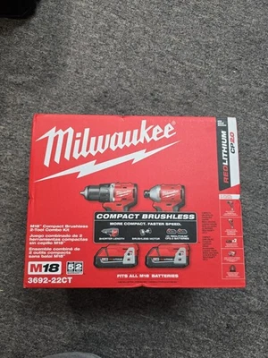 Brand New-Sealed Box Milwaukee 3692-22CT 18V Compact Brushless 2-Tool Combo Kit - Image 1 of 3