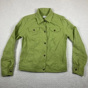 Charter Club 100% Linen Button Up Classic Jacket Green Small Artsy Lagenlook - Picture 1 of 13