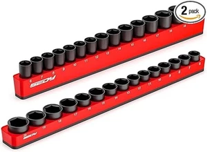 Juego organizador de enchufes magnéticos métricos de 3/8" de 2 piezas (sostiene 30 enchufes) - Det - Imagen 1 de 7