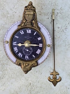Vintage Rene Jacques Paris Timeworks Crested Brass Pendulum Wall Clock - Not Tested - Bild 1 von 6