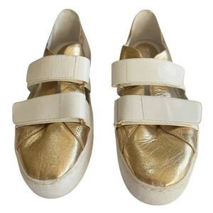 MICHAEL KORS Beckett Gold Metallic Leather Sneakers Women’s Sz 9.5 Pickleball - Picture 1 of 15