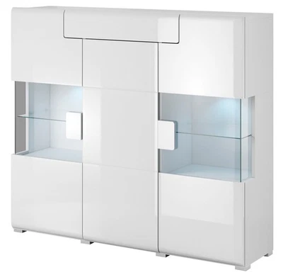 Highboard Tartu Kommode 147x39x132cm weiß Hochglanz MDF (18758) - Bild 1 von 4