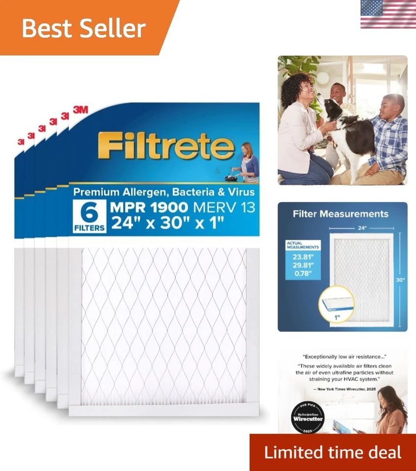6-Pack 24x30x1 MERV 13 Electrostatic Filters - Bacteria & Allergen Protection - Image 1 of 4