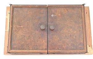 1930 RCA RADIOLA GLOSSY WOOD FRONT DOOR 3 Piece Assembly w/ Brass Knobs hardware - Picture 1 of 10