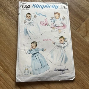Simplicity 7052 Vintage Baby Gown Top Sleeping Bag Bib Sewing Pattern - Picture 1 of 11