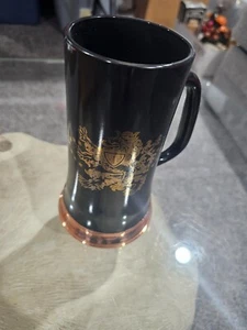 Black and Copper Colored Heavy Tall Beer Stein Glass Mug Lion VIP Three Crowns - Picture 1 of 5