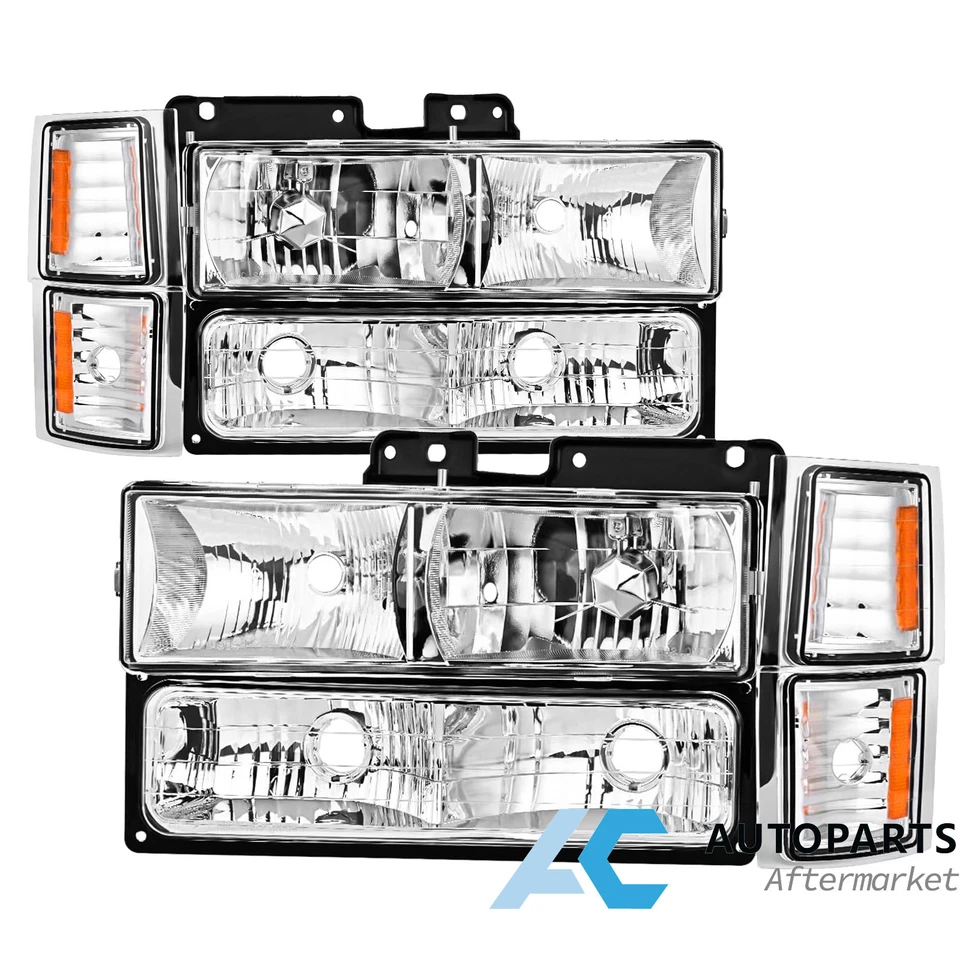 Headlights Assembly 8pcs For 94-98 Chevy Silverado Tahoe C10 C/K 1500 2500 3500 Foto 1 de 4