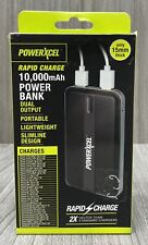PowerXcel Power Bank Black, 10,000 mAh Rapid Charge, Portable Charger