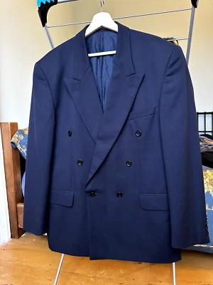 Vintage Unisex Pierre Cardin Navy Blue 100% Wool Double Breasted Blazer - Image 1 of 4