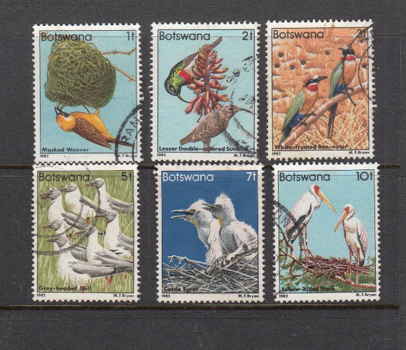 BOTSWANA – 1982 “BIRDS DEFINITIVES” 6v (of 18) (CTO) - image 1 of 1
