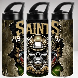 New Orleans Saints Skull 20 oz Stainless Steel Insulated Water Bottle - Picture 1 of 1