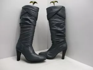 Stivali Gris Cuero Puño Hasta la Rodilla Tacón Botas de Moda para Mujer Talla 38 EUR - Imagen 1 de 8
