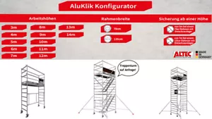 ALTEC AluKlik 3-14m Höhe Alu Gerüst Roll- Fahr- Faltgerüst 70- oder 135cm breit - Bild 1 von 53