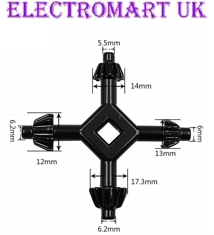 ELECTROMART 4 IN 1 UNIVERSAL DRILL POWER TOOL CHUCK KEY 1/4" 3/8" 1/2" 5/8" CHUCK SIZES