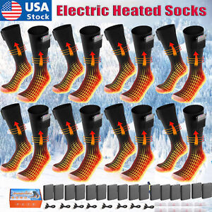 Xmas Women Men Electric Heated Socks Rechargeable Battery Feet Winter Warm Gifts