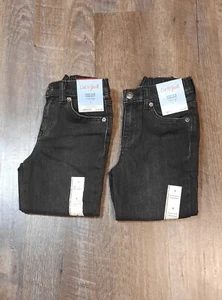 2 Pair Girls High Rise Straight Ankle Black Stretch Jeans - Cat & Jack Size 4 - Picture 1 of 12